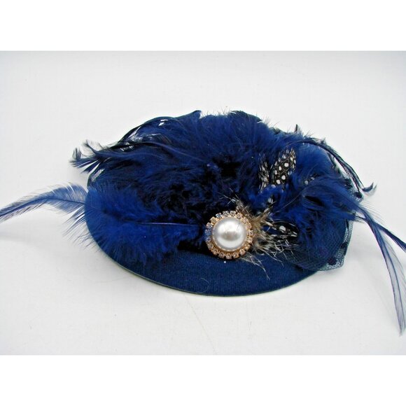 Vintage Womens Pillbox Hat Fascinators White Pearl Feathers Mesh Veil Party Clip - Picture 5 of 13